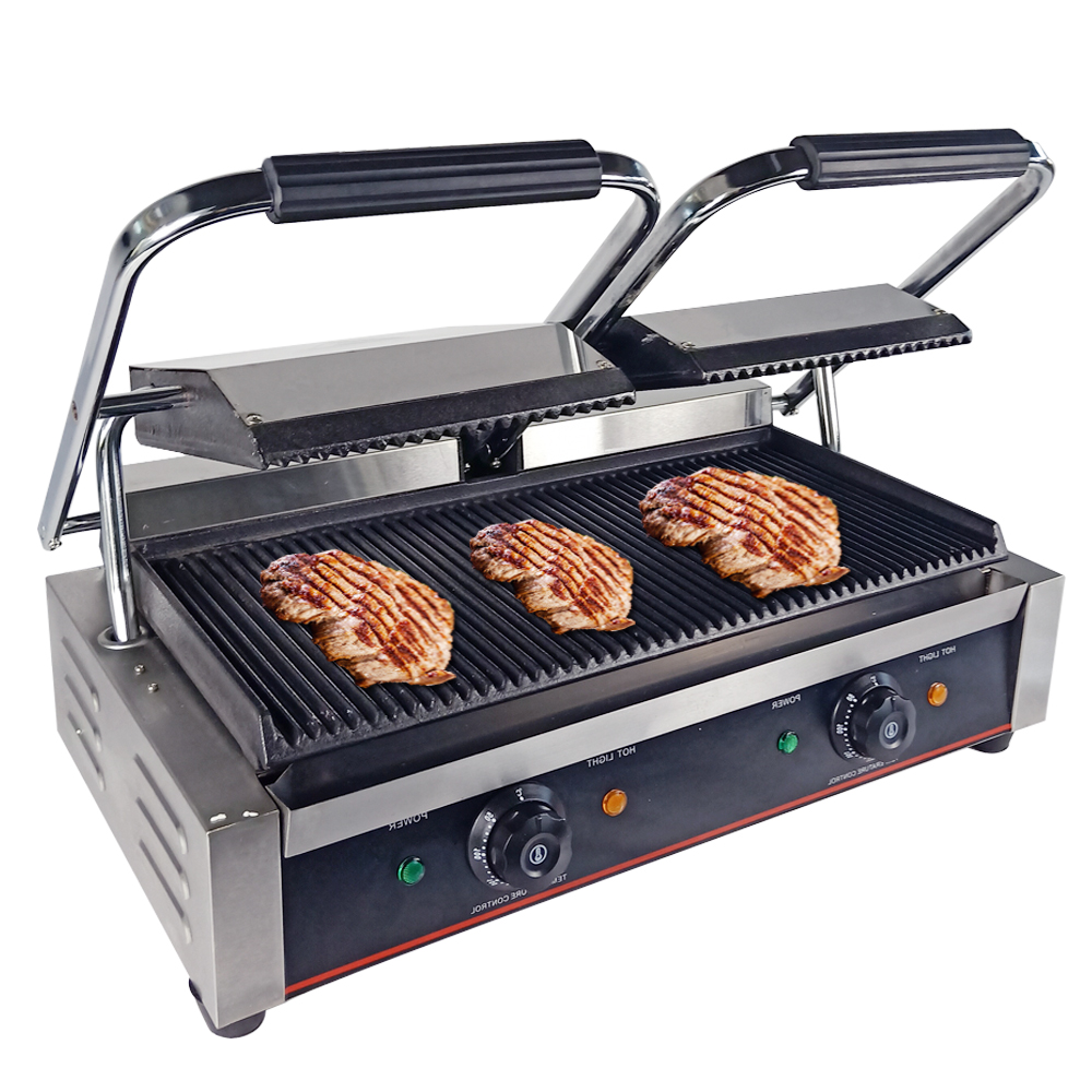 Commercial Panini Press Sandwich Grill - Griglia Elettrica Professionale in Acciaio Inox