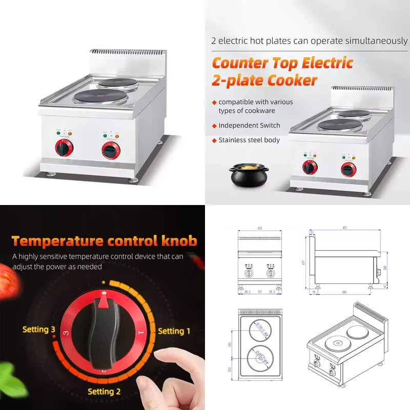 Commercial Hot Plate Electric 2 Burner - Pentola Elettrica da Tavolo per Uso